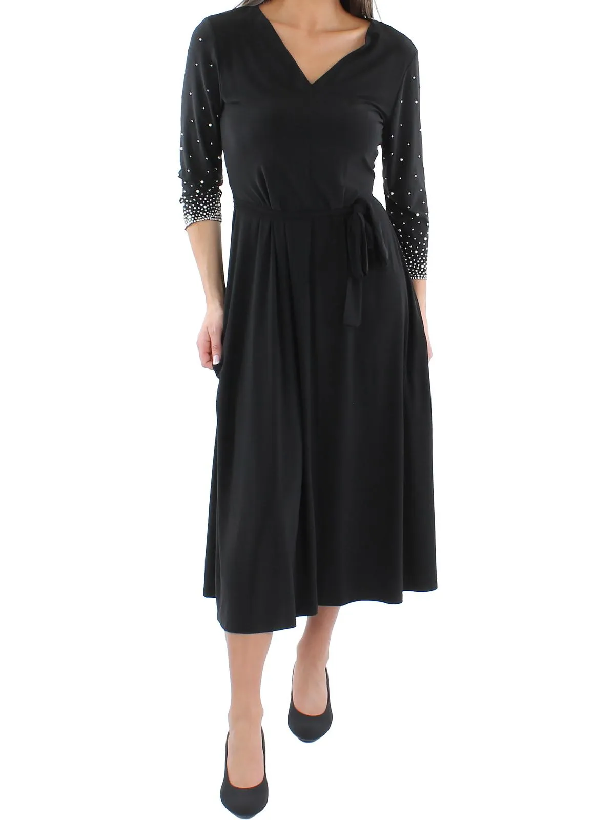 Womens Knit Beaded Midi Dress