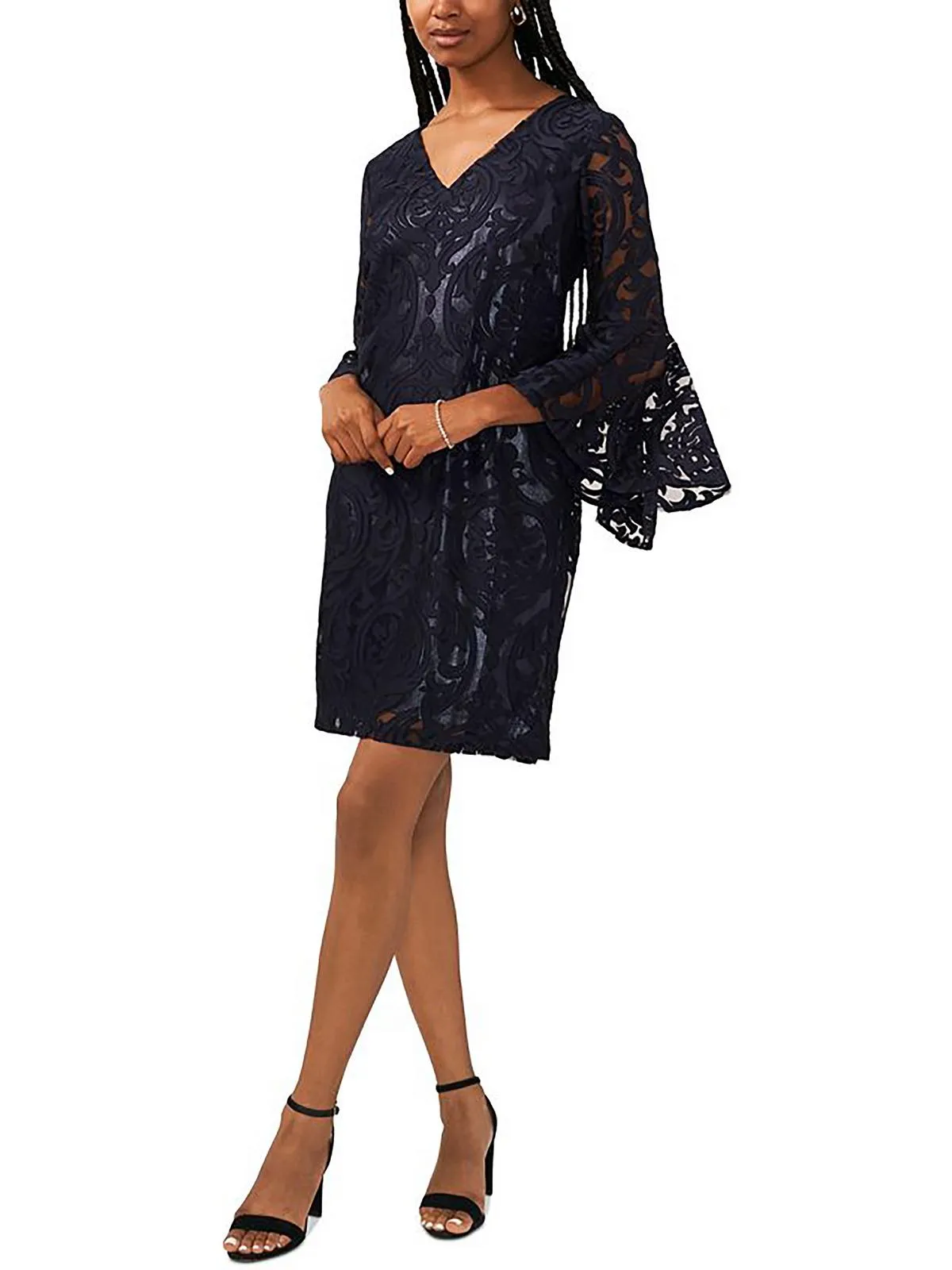 Womens Lace Embroidered Cocktail Dress