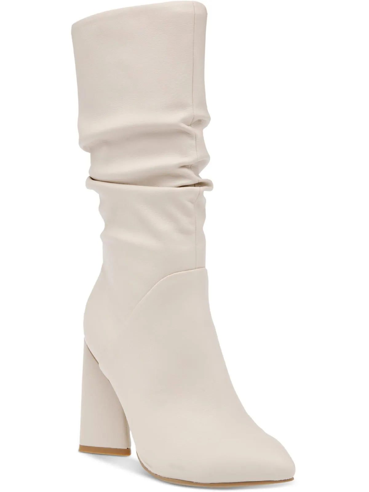 Womens Leather High Heel Mid-Calf Boots
