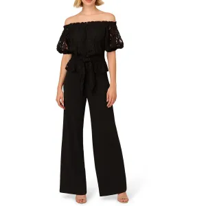 Womens Mixed Media Polyester Jumpsuit