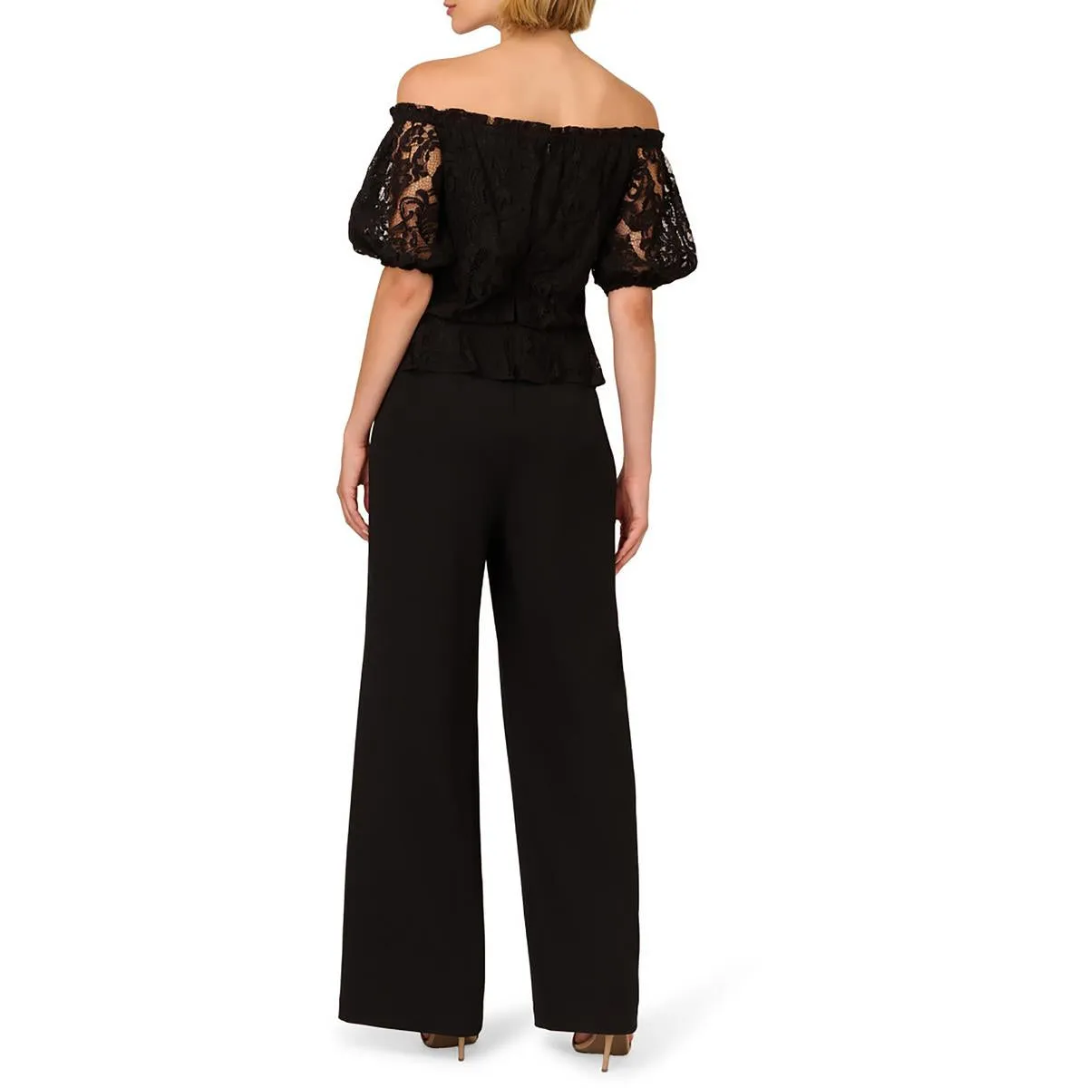 Womens Mixed Media Polyester Jumpsuit
