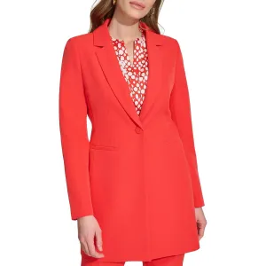 Womens Notch Collar Long One-Button Blazer