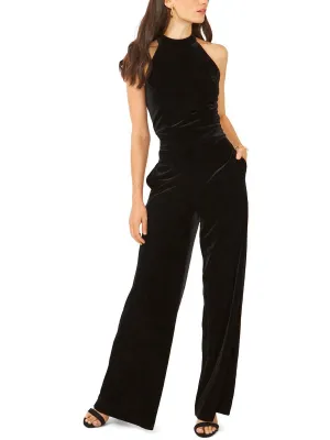 Womens Velvet Mock Neck Jumpsuit