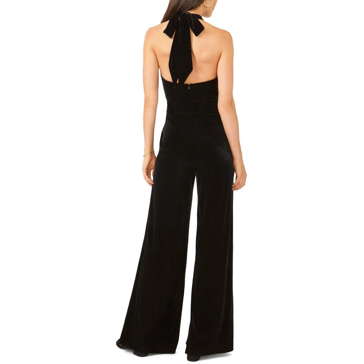 Womens Velvet Mock Neck Jumpsuit